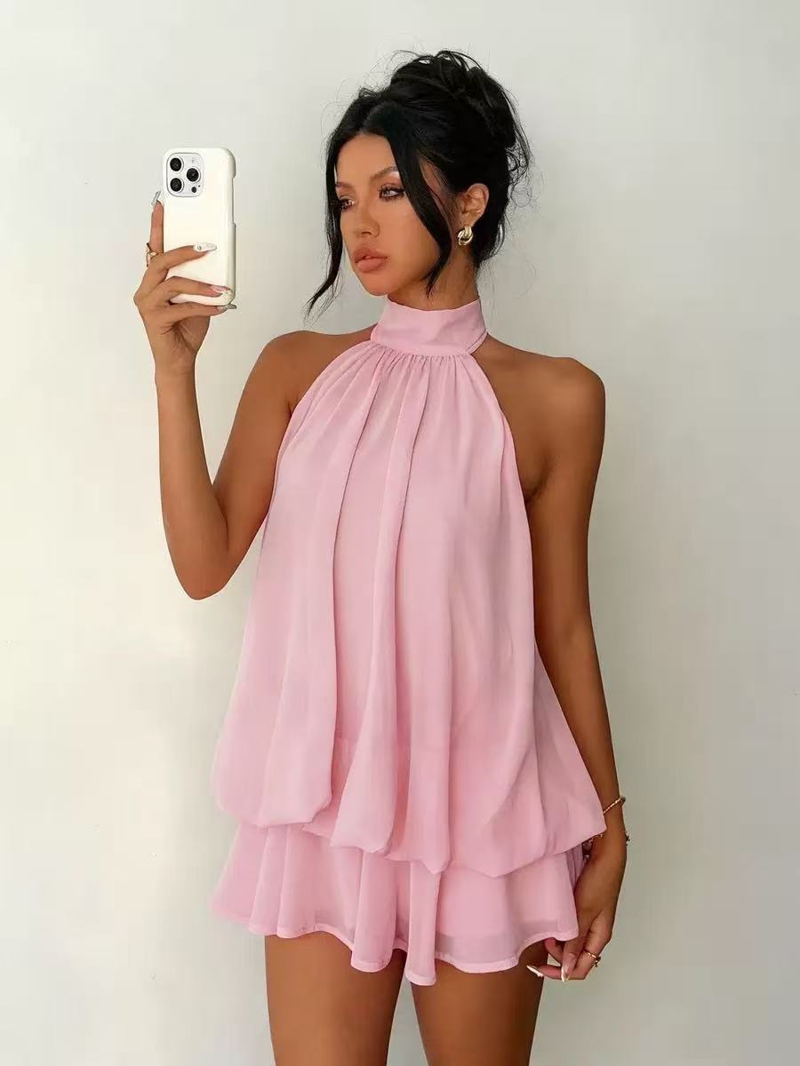 Halter Chiffon Mini Dress