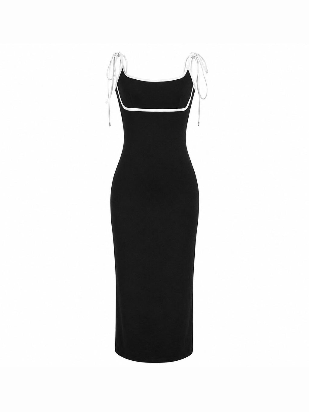 Contrast Trim Knit Midi Dress