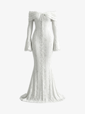 Chic Off-The-Shoulder Bell Sleeve Mermaid Gown