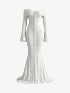 Chic Off-The-Shoulder Bell Sleeve Mermaid Gown