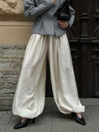 Plissierte weite Hose aus Leinenmischung