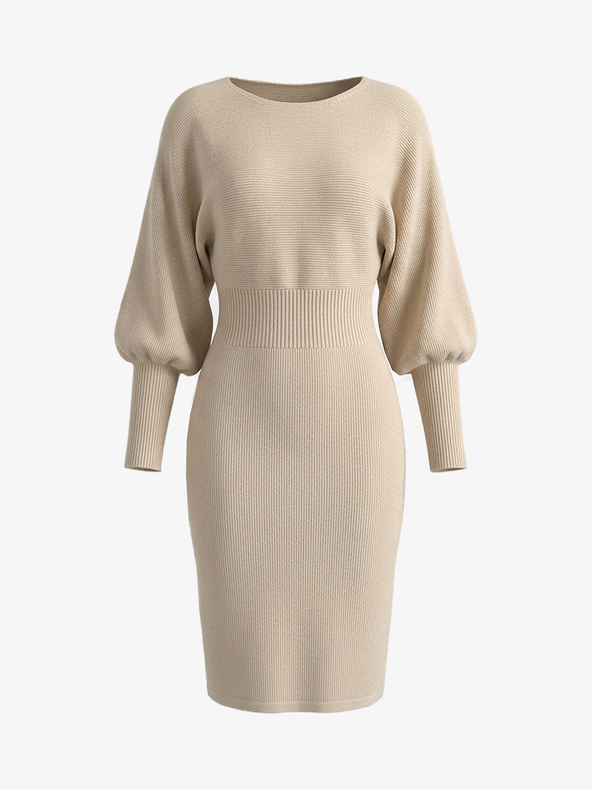 Crewneck Long Sleeve Fitted Knit Bodycon Dress