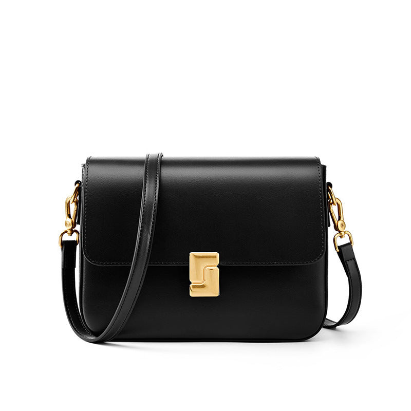 Structured Cowhide Leather Shoulder Bag