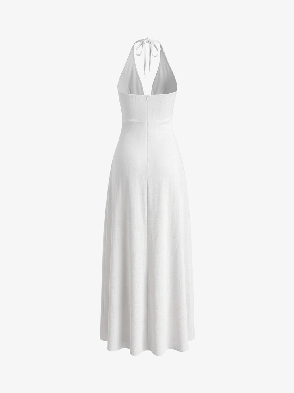 Halter Neck Maxi Dress – Linen Blend Flowy Lightweight Adjustable Back Tie Summer Dress