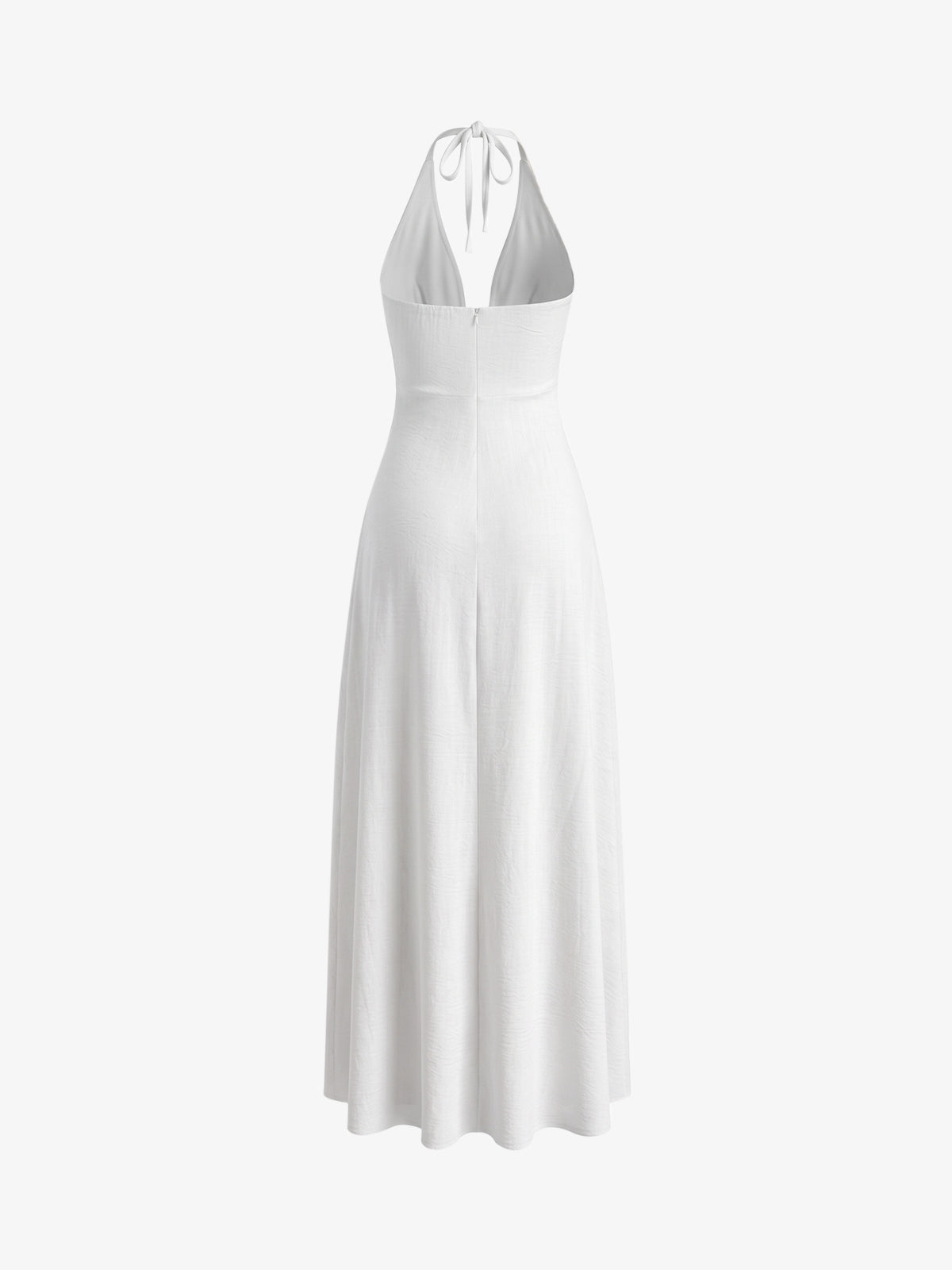Halter Neck Maxi Dress – Linen Blend Flowy Lightweight Adjustable Back Tie Summer Dress