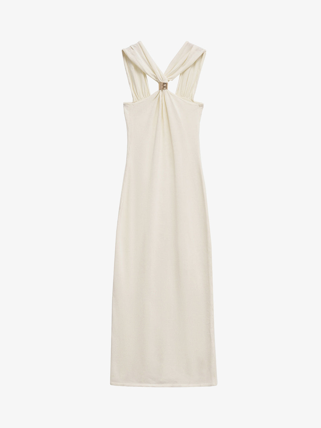 Black Halter Neck Buckle Midi Dress