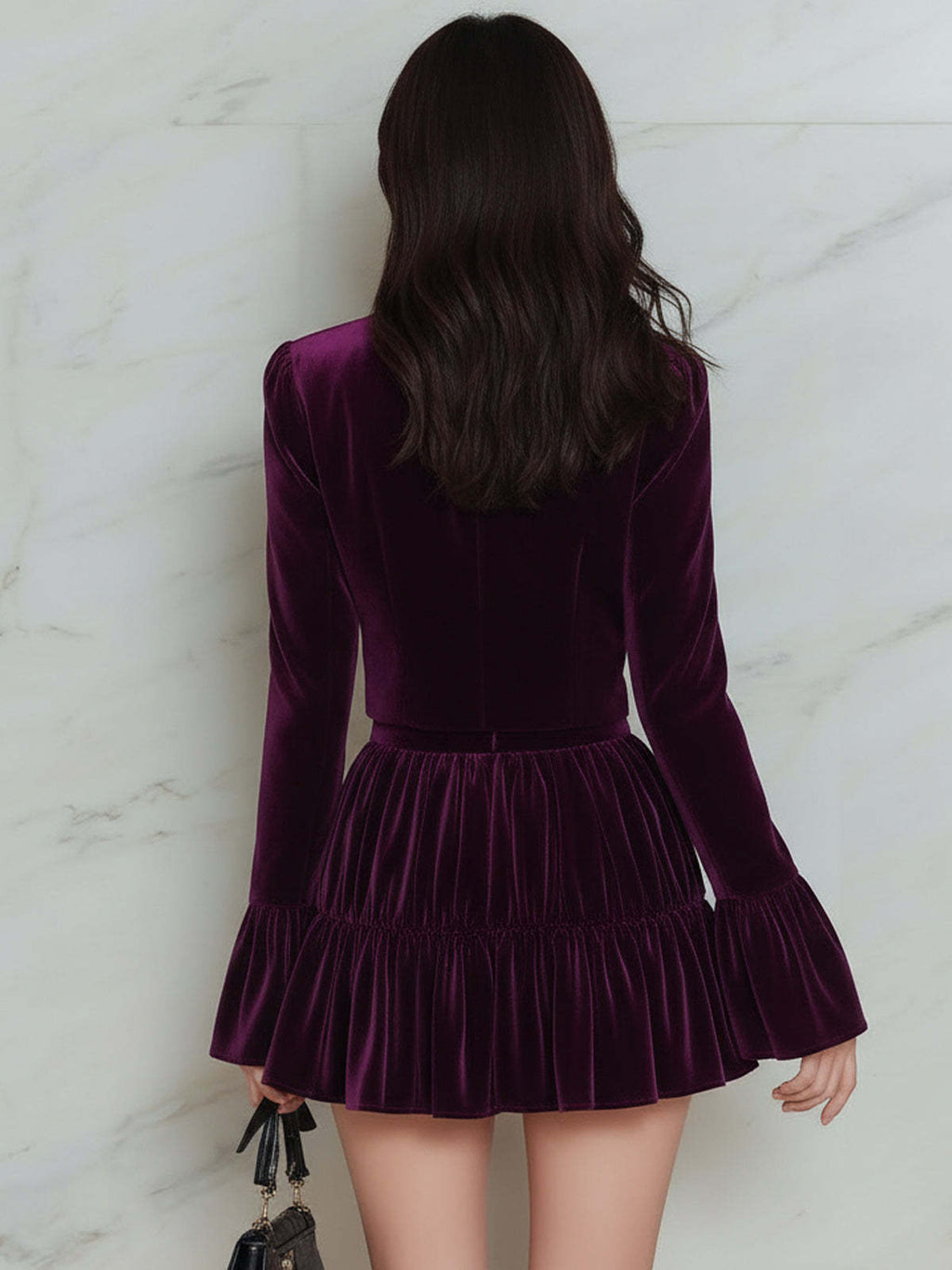 Short Blazer And Double-layered Pleated Skirt Set