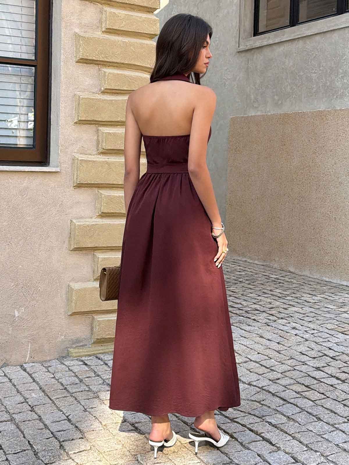 Vintage Line Collared Waist Dress