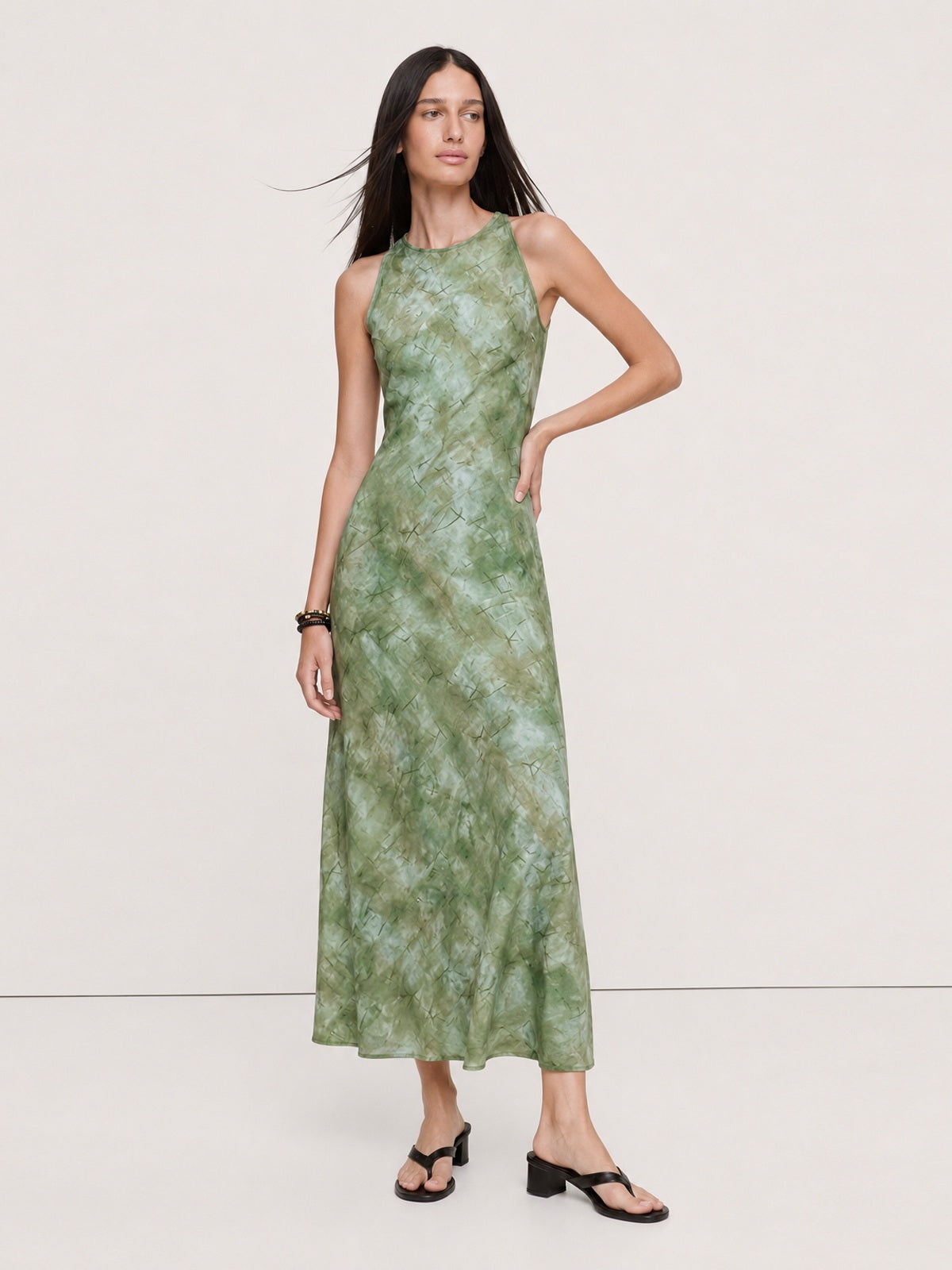 Abstract Print Sleeveless Maxi Dress