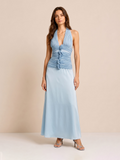 3D Floral Halter Maxi Dress