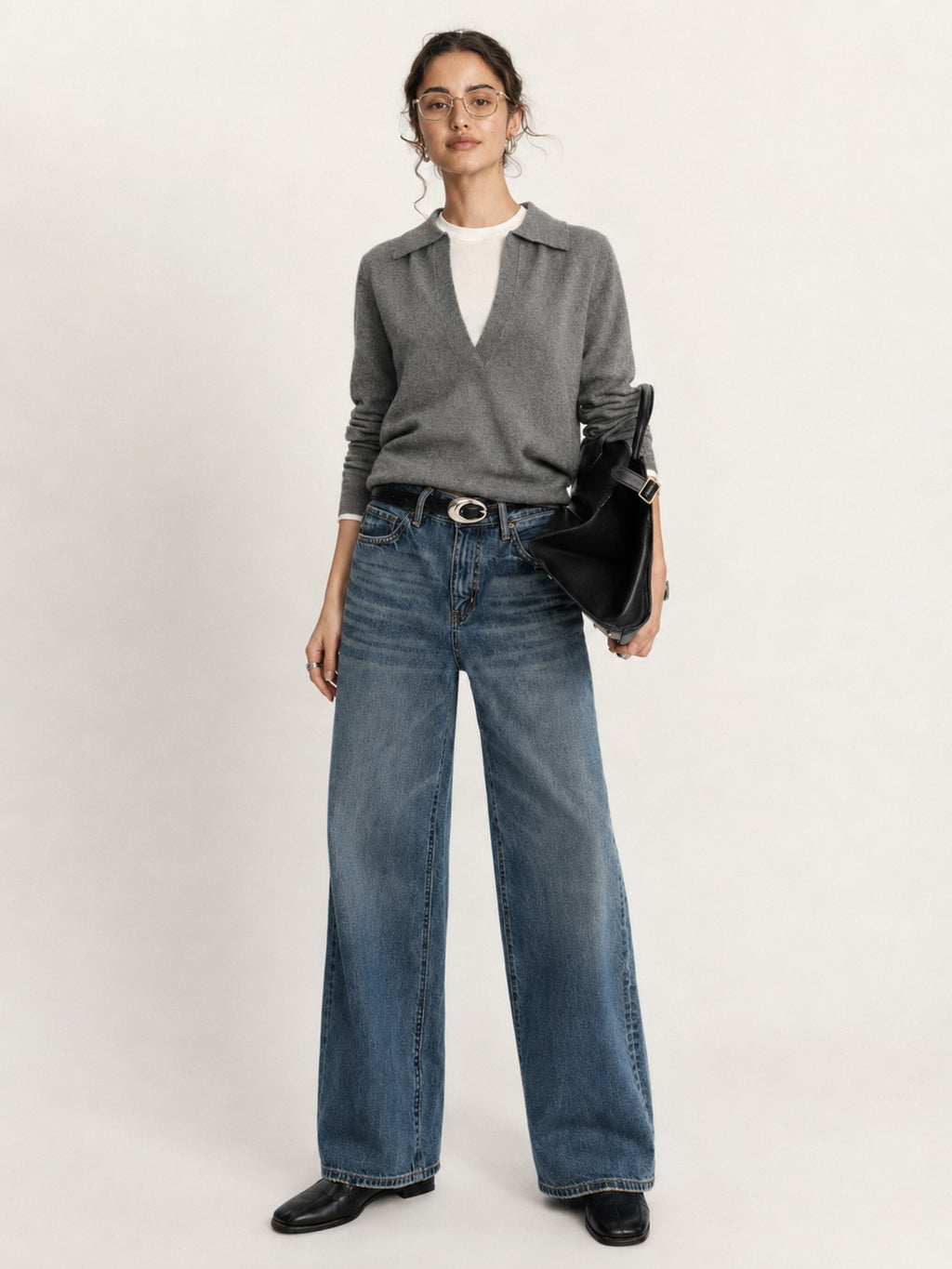 Vintage Wash Wide-Leg Jeans