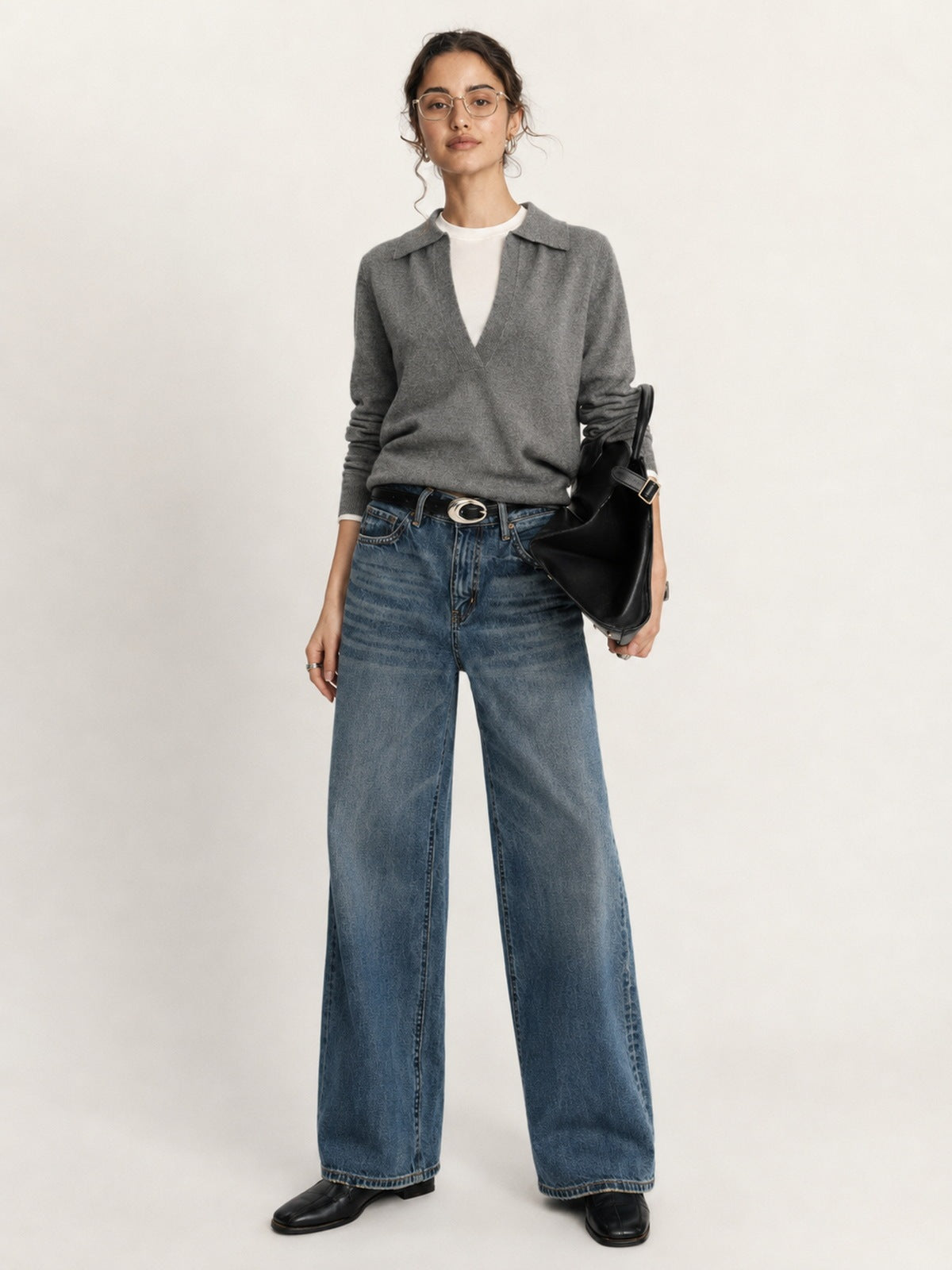 Vintage Wash Wide-Leg Jeans