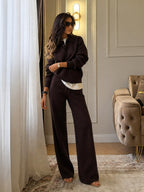 Collared cotton Trouser Set
