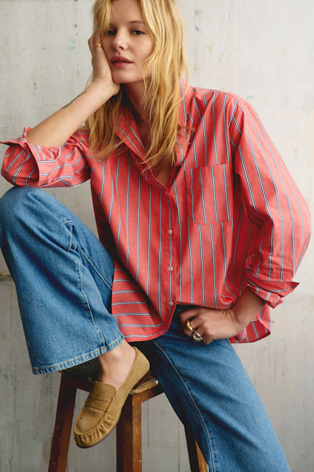 The Chlo Shirt In Jasper Red Stripe