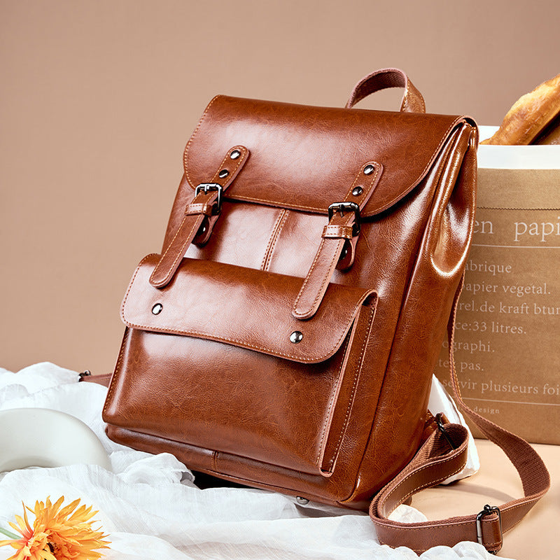 Cowhide Leather Laptop Backpack