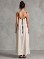 Maxikleid aus Leinenmischung mit verstellbaren Spaghettiträgern
