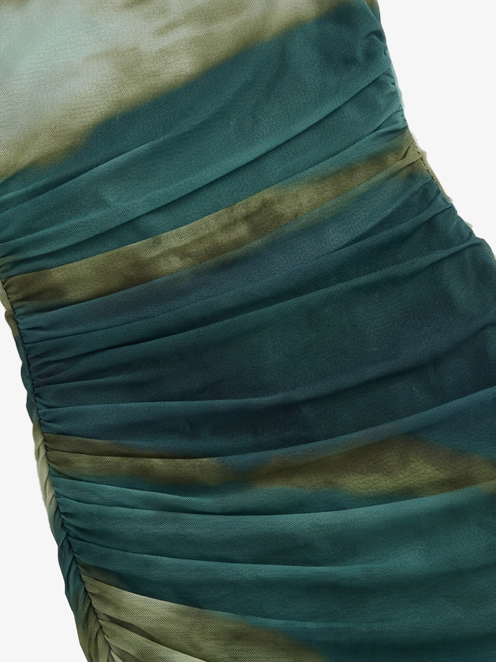 Printed Mesh Ruched Bodycon Dress