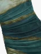 Printed Mesh Ruched Bodycon Dress