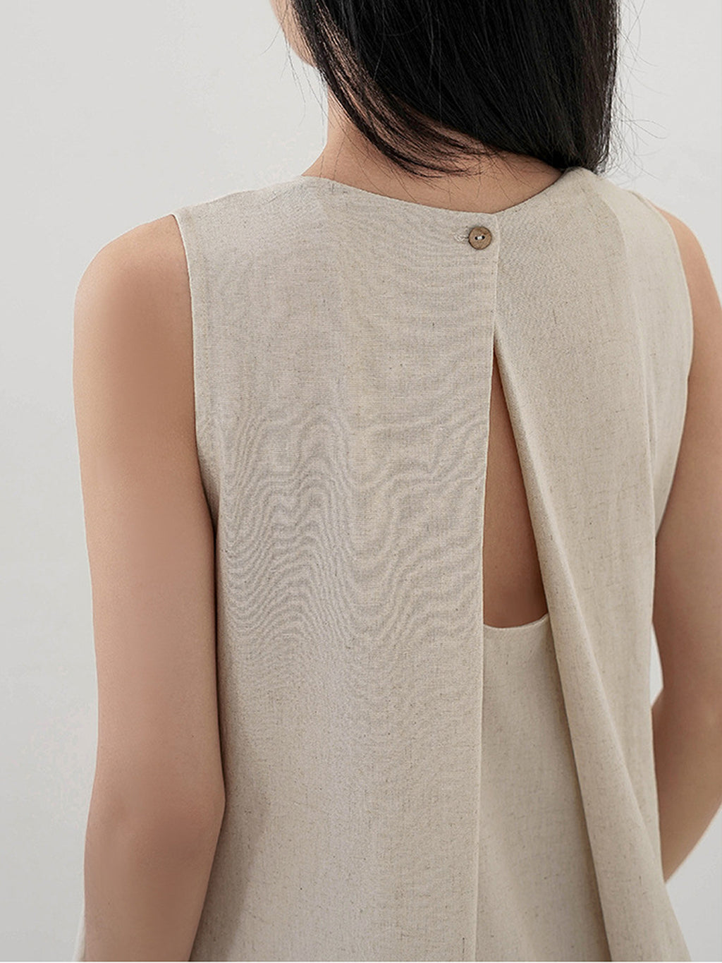 Open Back Draped Linen Dress