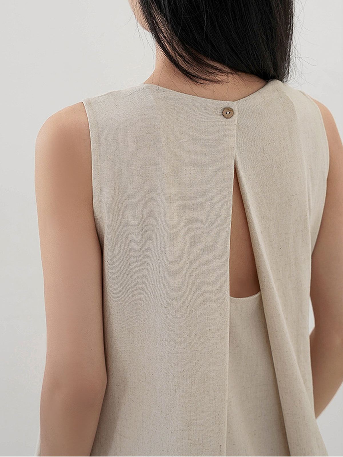 Open Back Draped Linen Dress