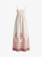 Embroidered Floral Linen Cami Maxi Dress