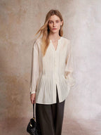 Pintuck Front Lyocell Blouse
