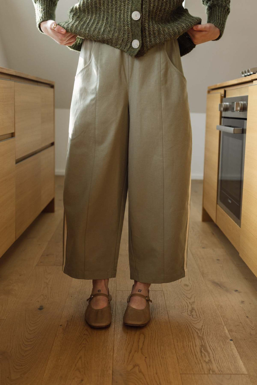 Cotton Blend Track Pants with Side Stripes - Comfortable Wide Leg Joggers for Casual Wear