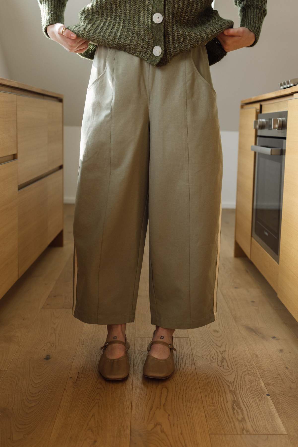 Cotton Blend Track Pants with Side Stripes - Comfortable Wide Leg Joggers for Casual Wear
