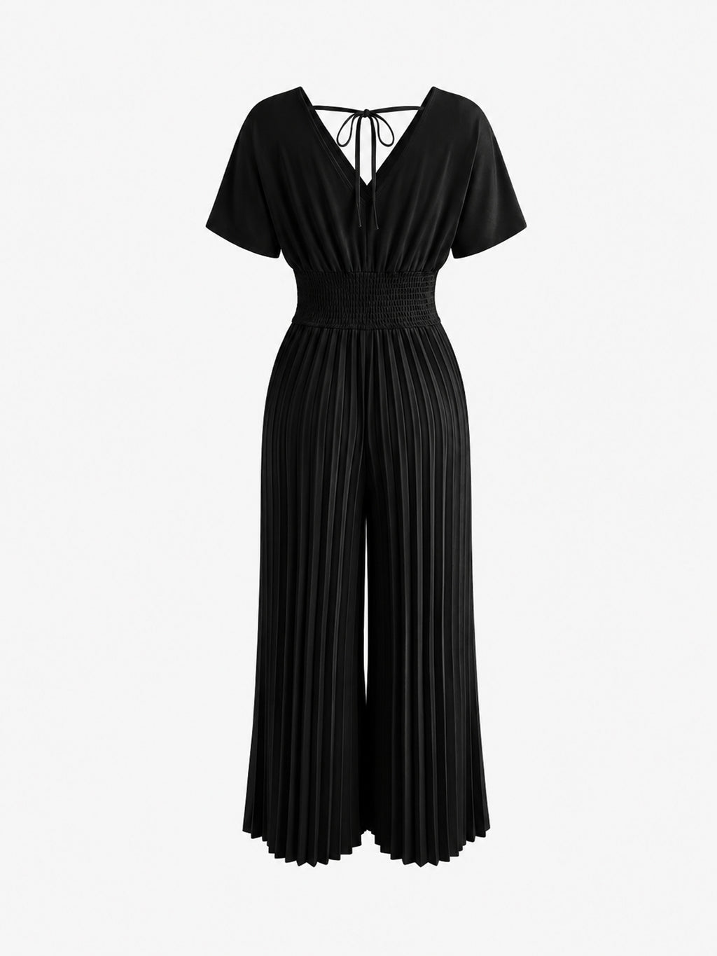 Beige Wrap Front Wide Leg Jumpsuit