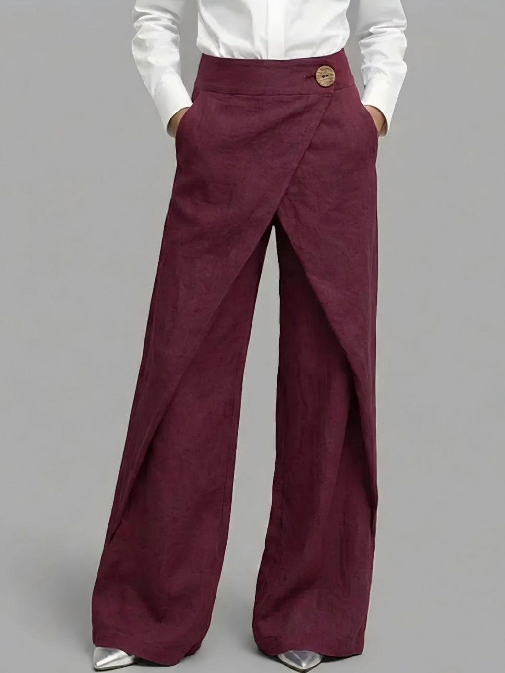 Linen Wrap Wide Leg Pants