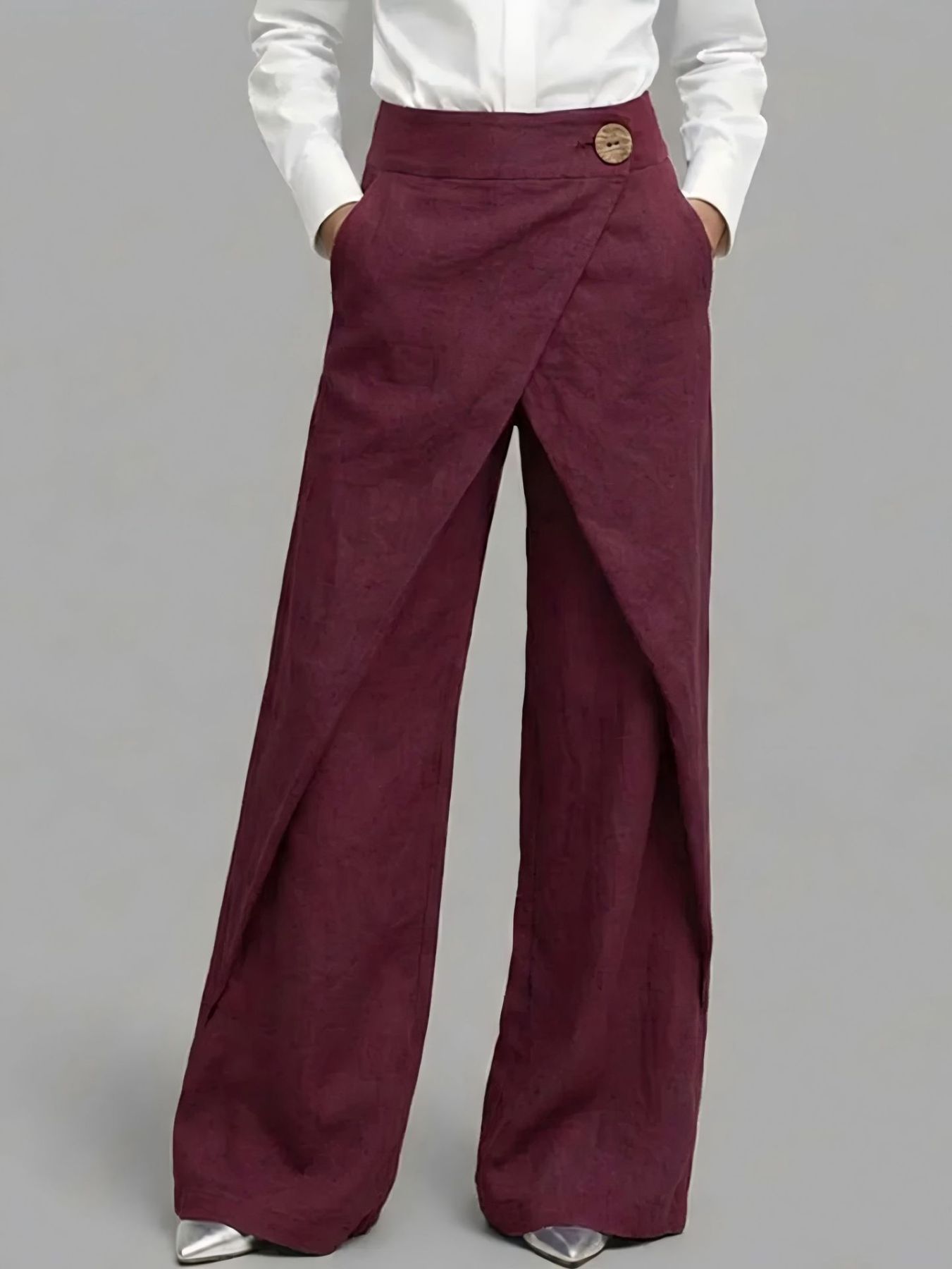 Linen Wrap Wide Leg Pants