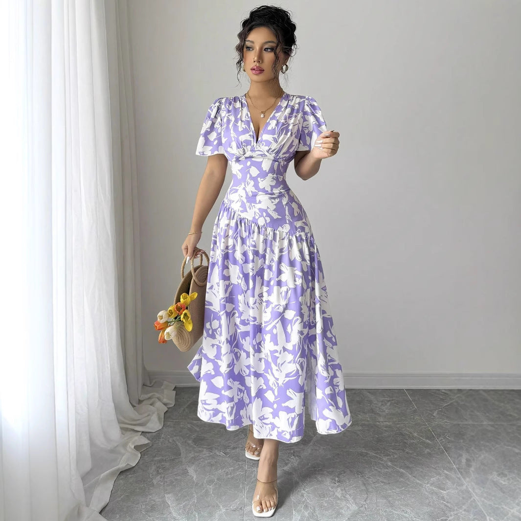 Floral V-Neck Midi Dress
