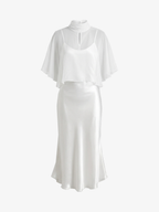 Chic Sheer Chiffon Satin Slip Dress