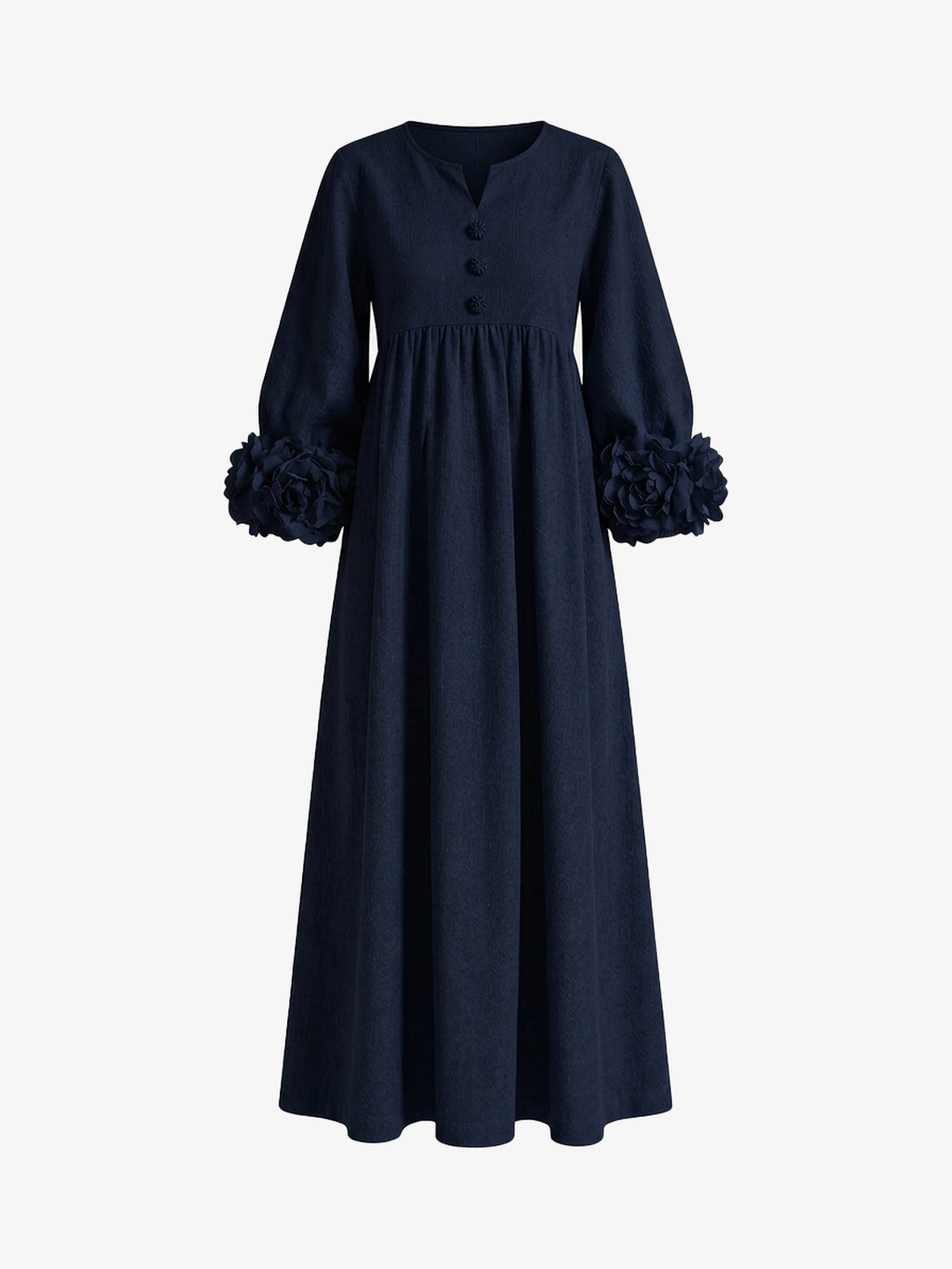 V-Neck Floral Lantern Sleeve Flowy Dress