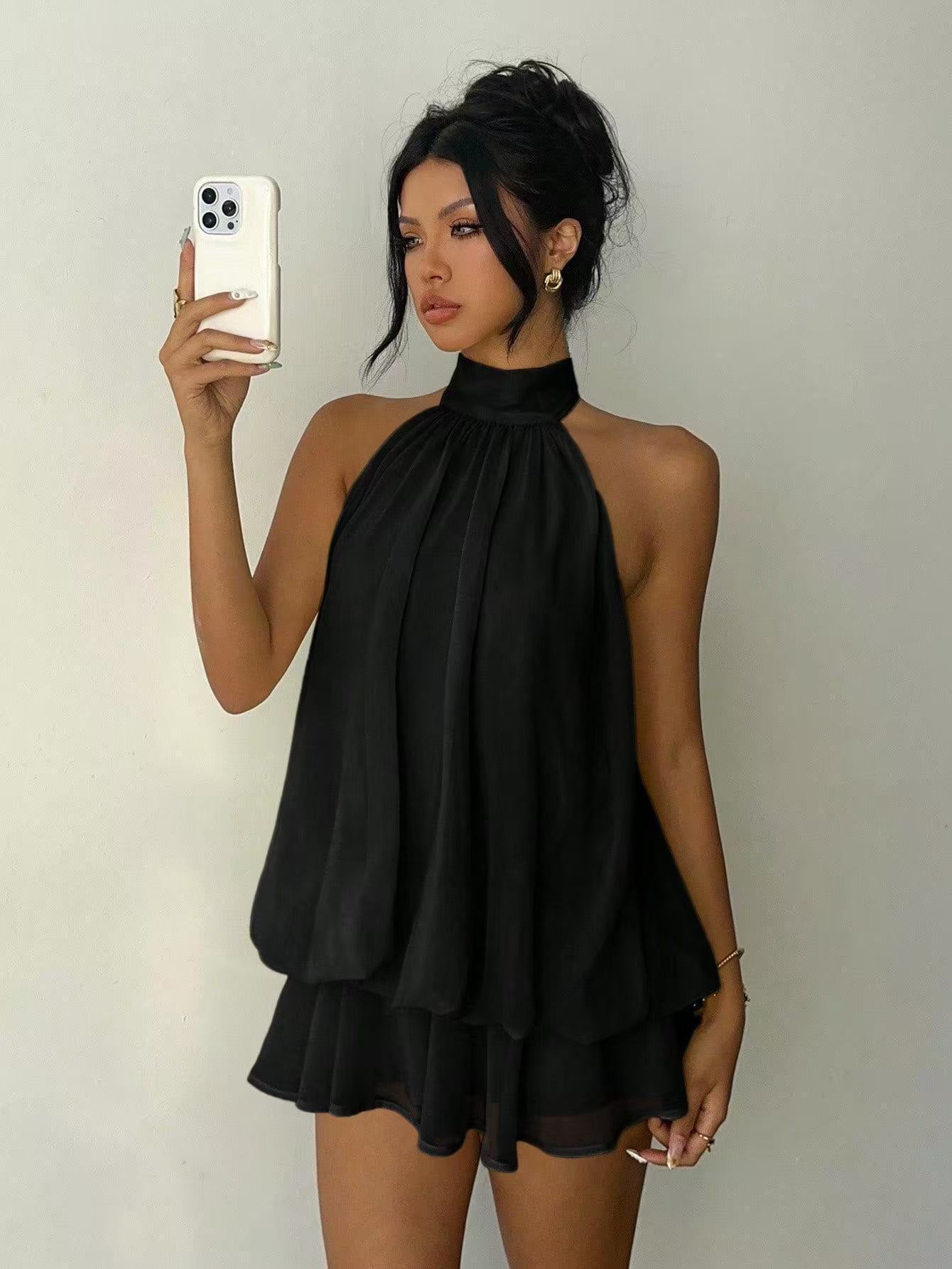 Halter Chiffon Mini Dress