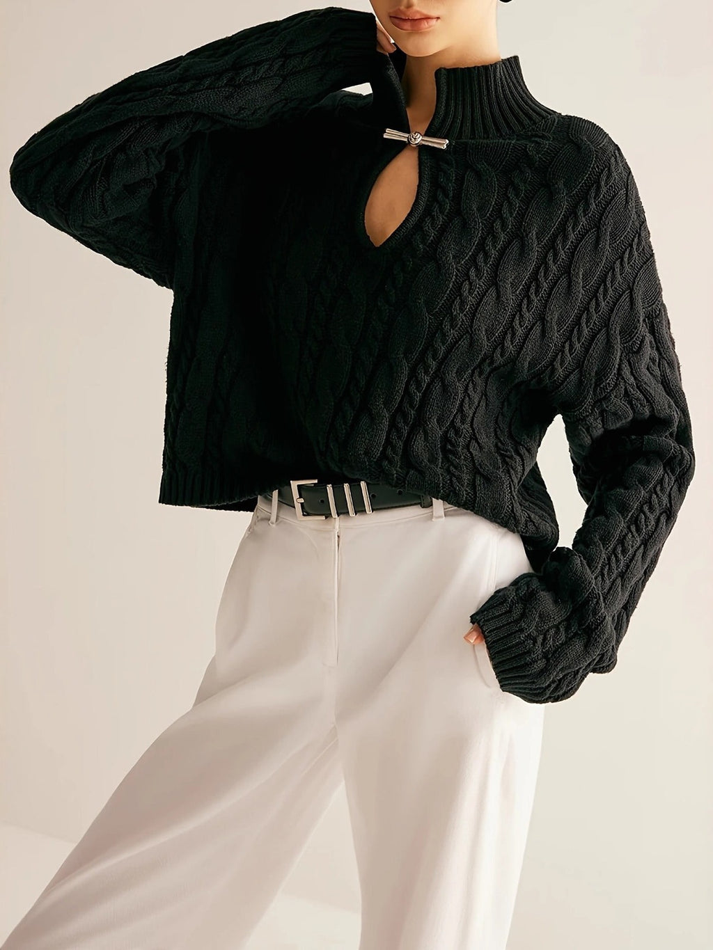 Cable Knit Cut Out Sweater