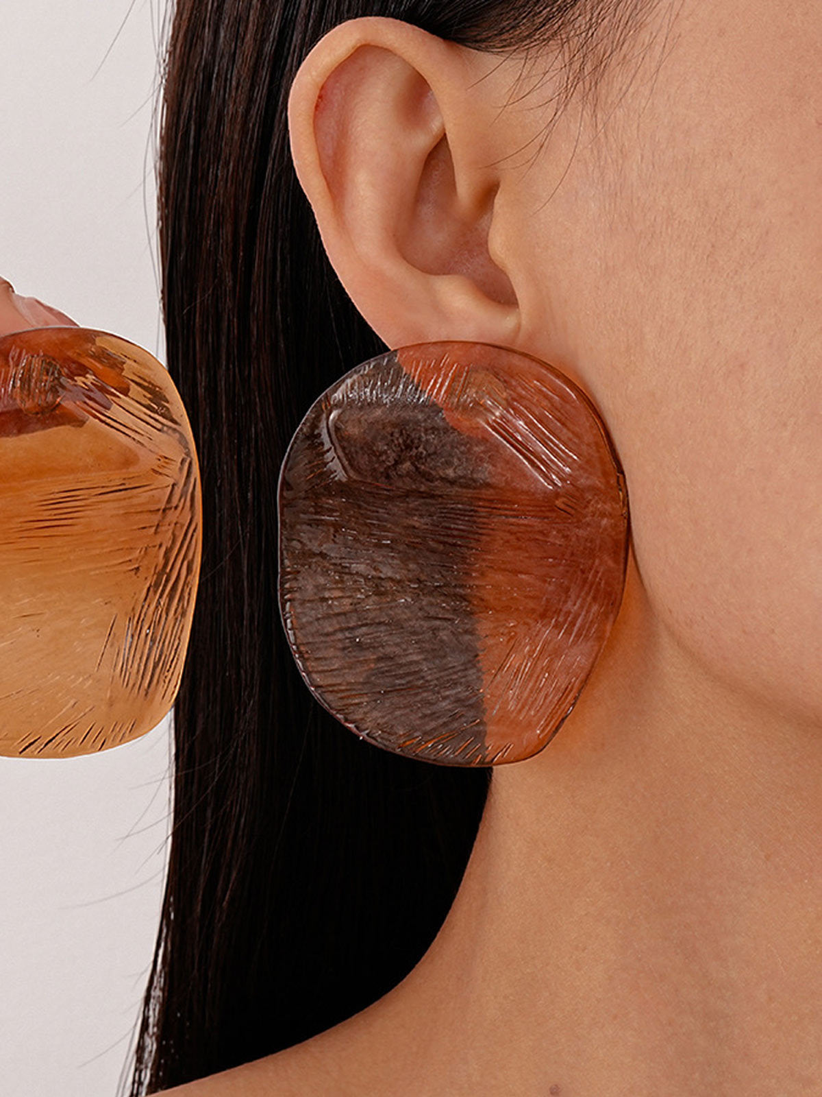 Resin Shrimp Chip Stud Earrings