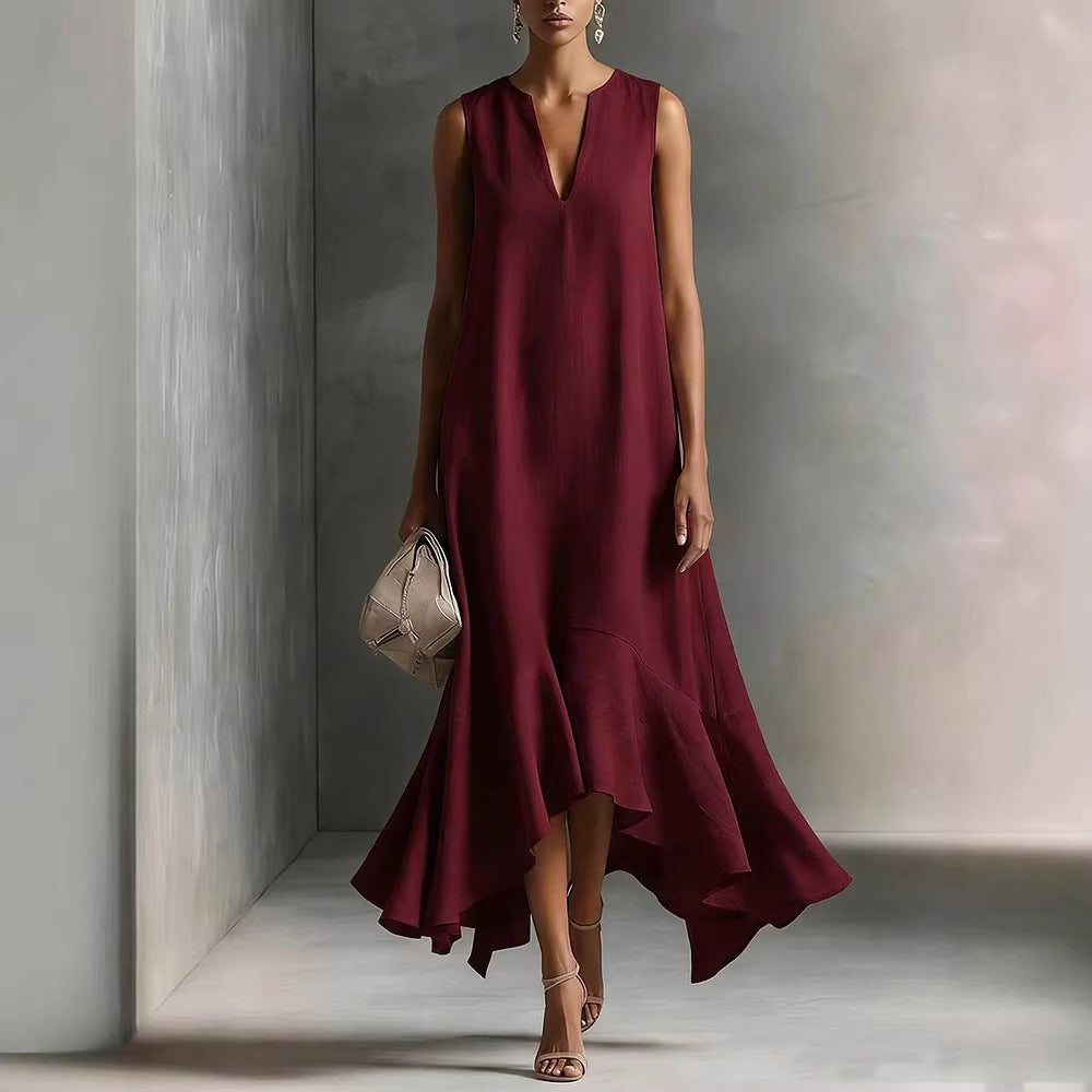 Sleeveless Asymmetrical Maxi Dress