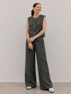 Textured Knit Vest Wide Leg Set