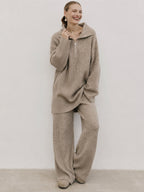 Half Zip Ribbed Knit Set