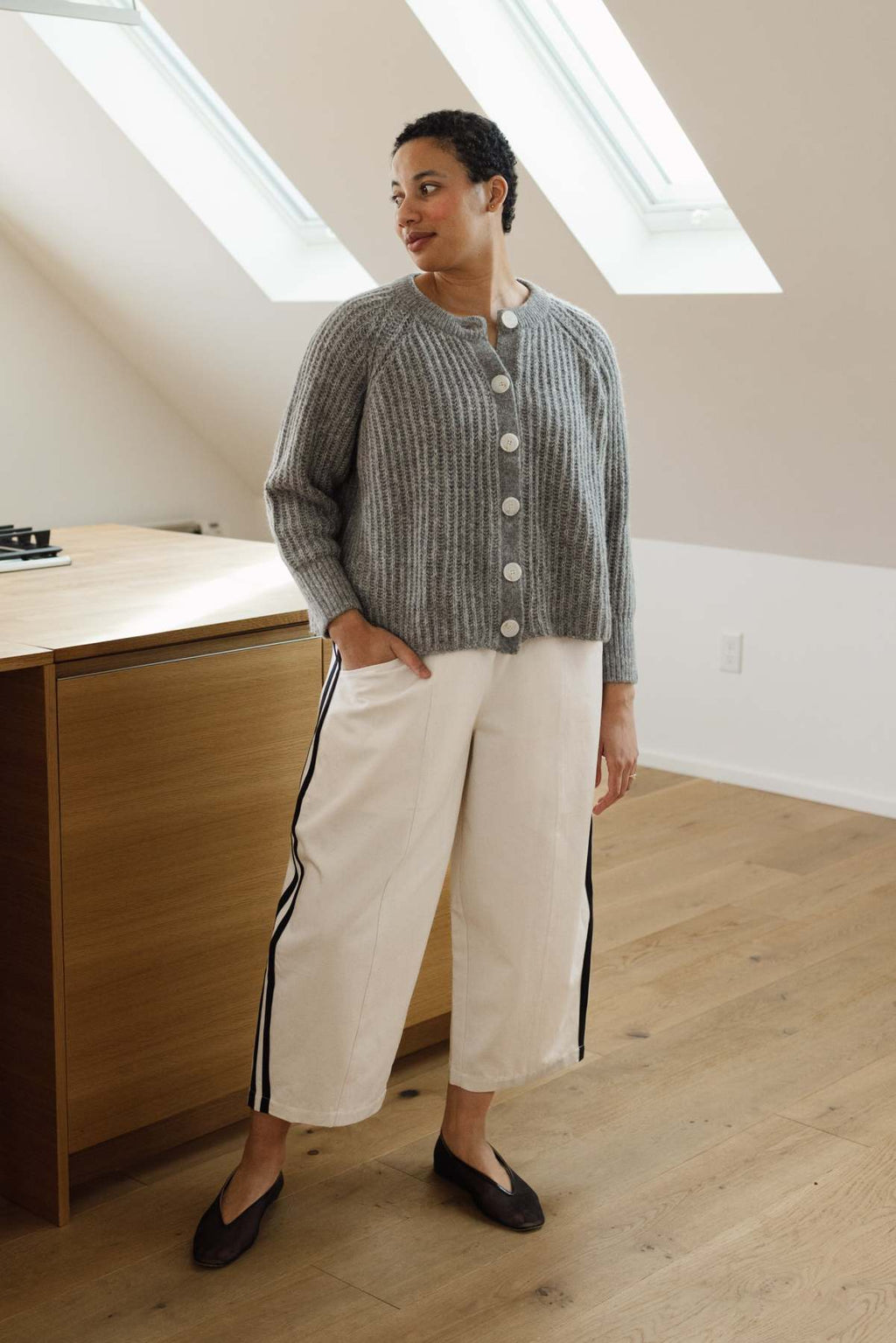 Cotton Blend Track Pants with Side Stripes - Comfortable Wide Leg Joggers for Casual Wear