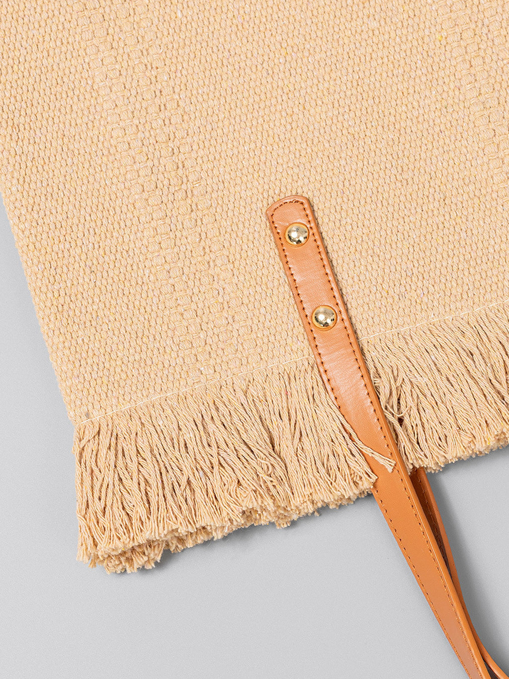Handwoven Raffia Tote Bag with Fringe Trim