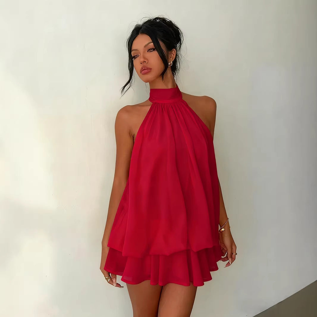 Halter Chiffon Mini Dress