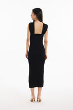 Gold Accent Cross-Back Maxi Dress