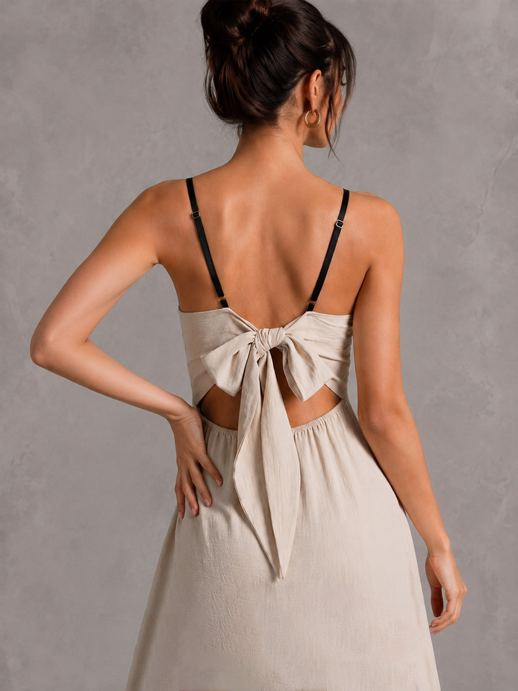 Contrast Trim Tie Back Maxi Dress