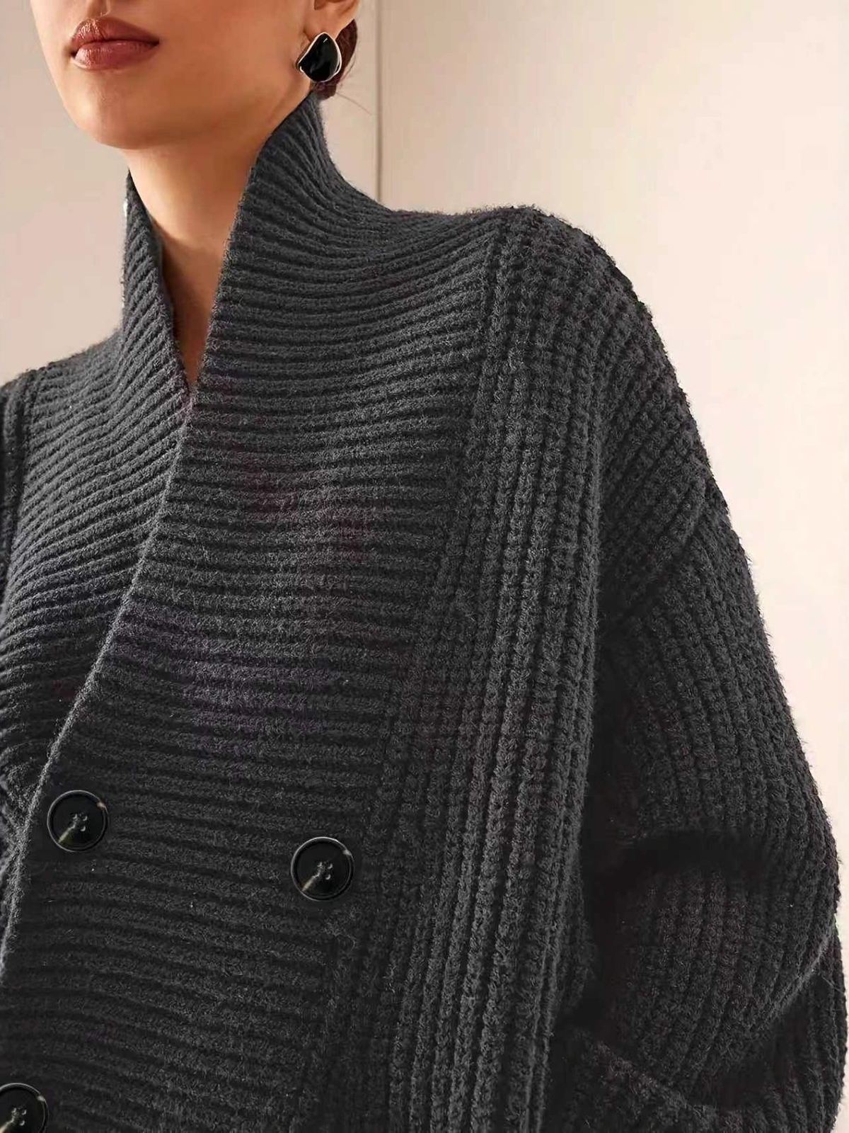 Double Breasted Shawl Collar Cardigan