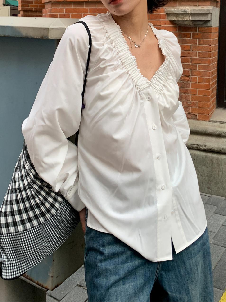 Ruched V-Neck Blouse