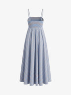 Striped Print Strapless Camisole Maxi Dress