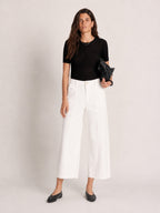 Curved Seam Cropped Cotton Jeans