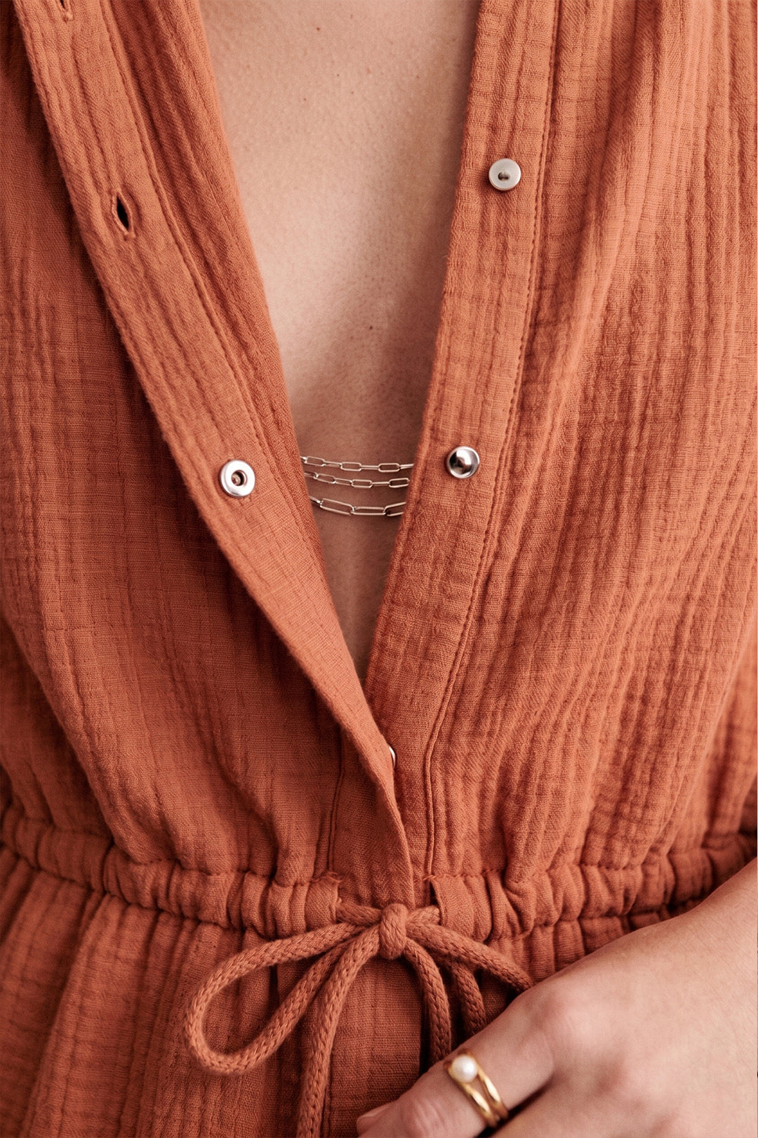 The Léa Top In Terracotta Textured Cotton